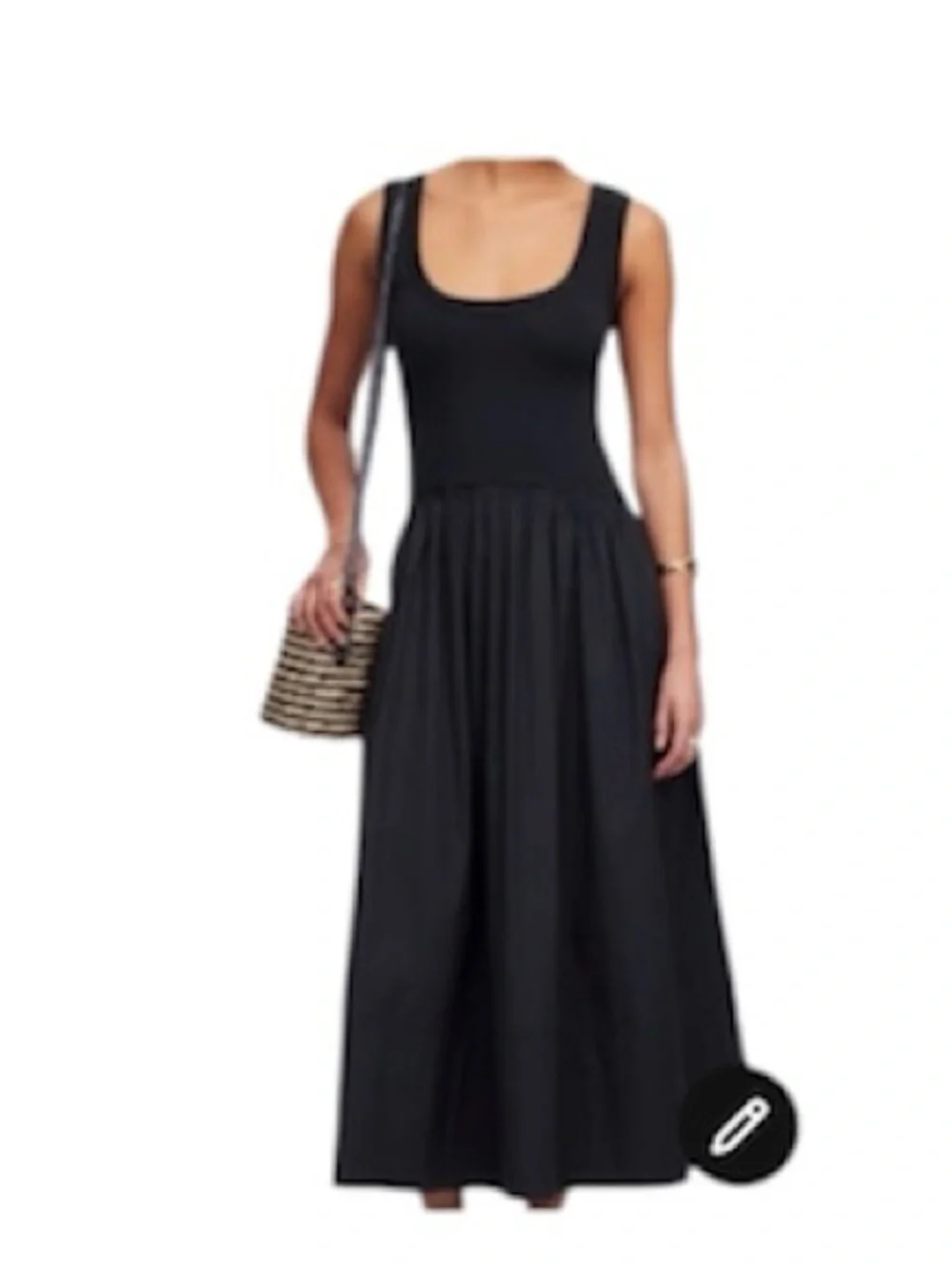 Madewell Mixed Poplin Scoopneck Maxi Dress, Black, Size XL, NWOT Display